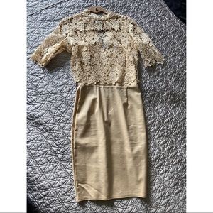 Off-white lace and pencil skirt dress